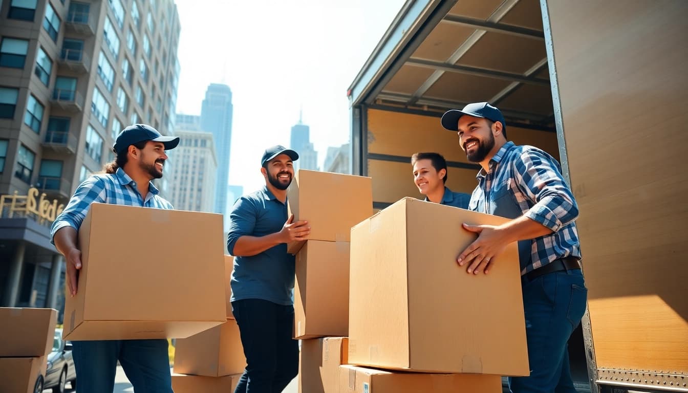 Best moving companies nyc featured with professional movers loading boxes efficiently.