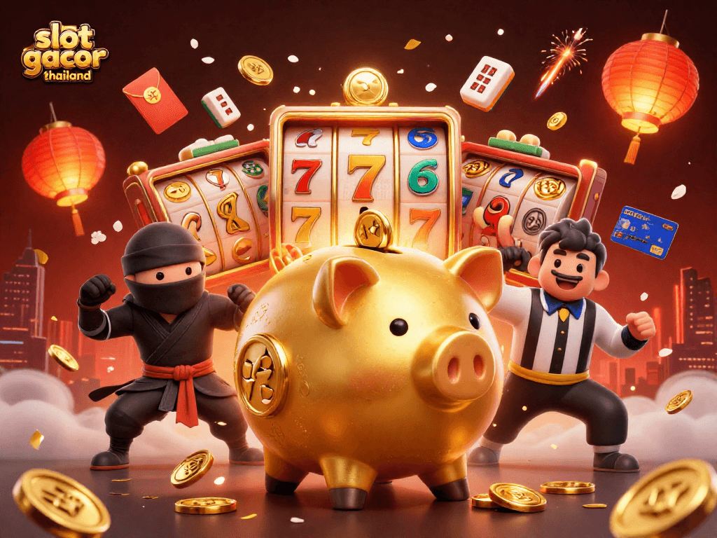 Experience thrilling wins with slot gacor thailand in this vibrant 3D casino illustration.
