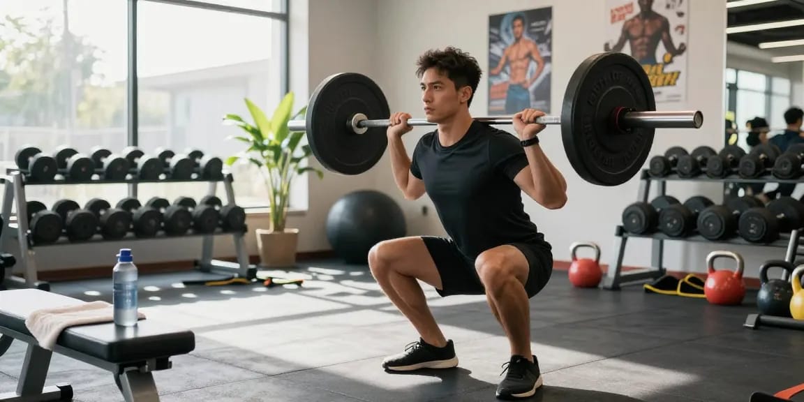 Man exercising with Selliza Steroids in a modern gym environment.