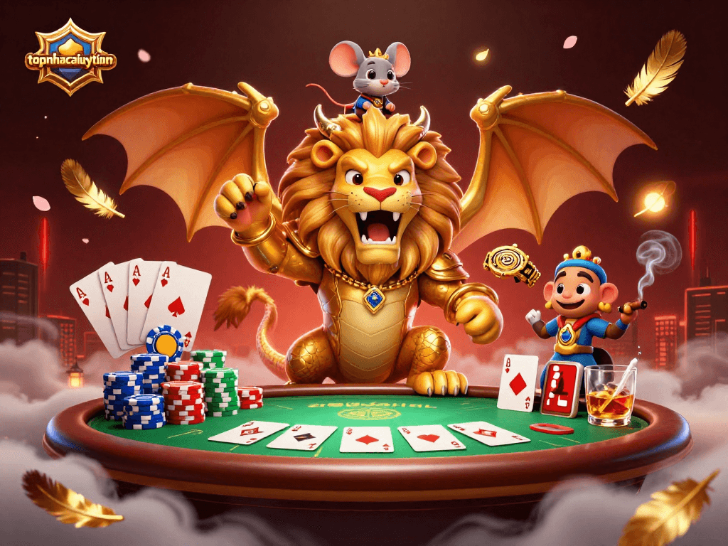 Engage in thrilling gameplay at topnhacaiuytinn with our vibrant 3D casino scene featuring victories.