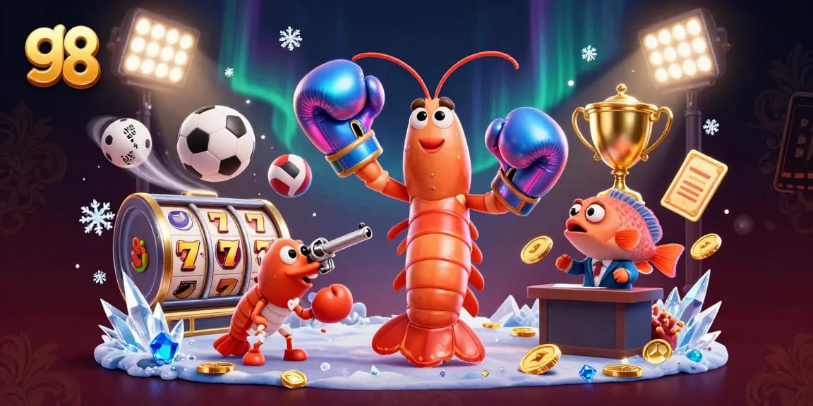 Experience go 88 action with vibrant casino elements featuring a mantis shrimp and friends.