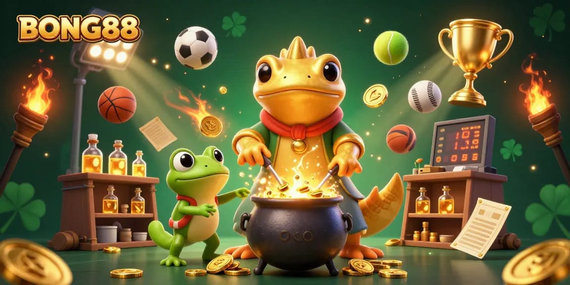 BONG88 players win big with dynamic sports betting action set in a magical laboratory scene.