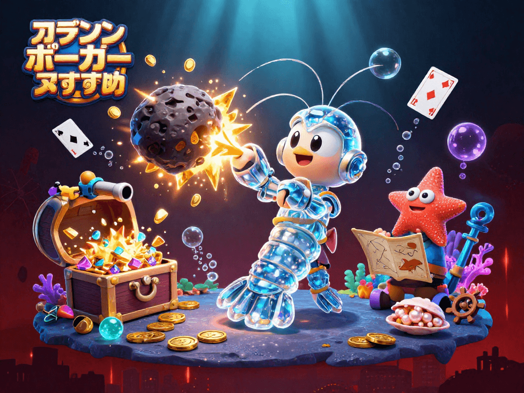 オンラインポーカーおすすめで勝利を目指すポーカーの興奮を体験するイラスト。