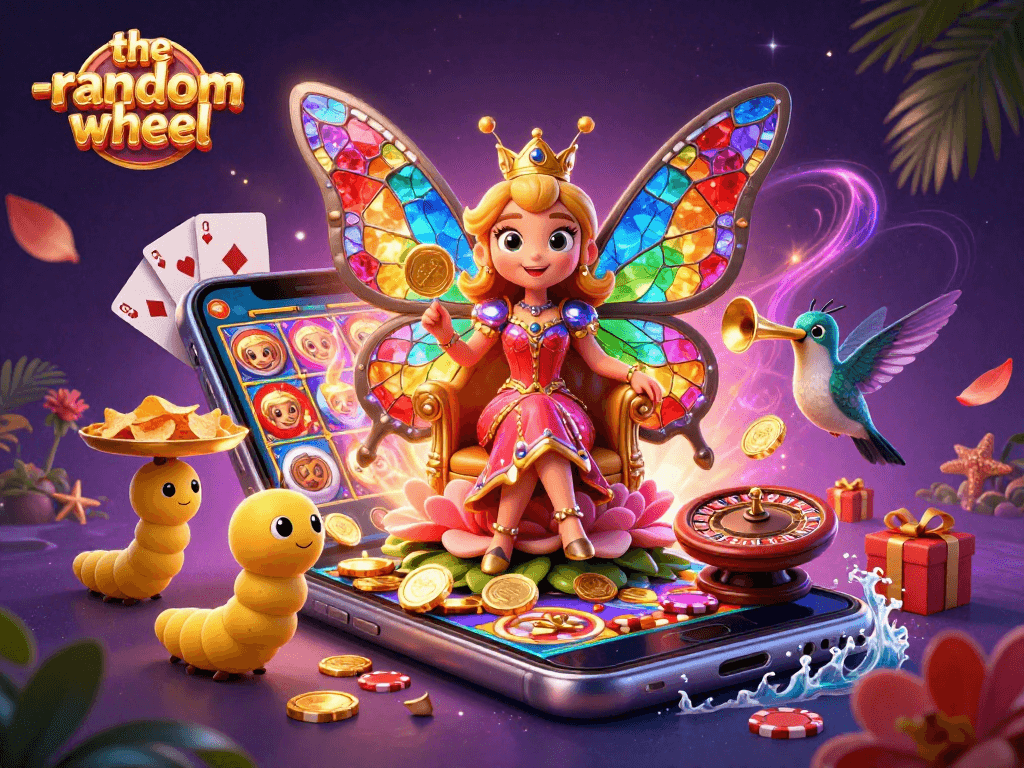 Spin and win with exciting themes from the-random-wheel in a vibrant casino scene.