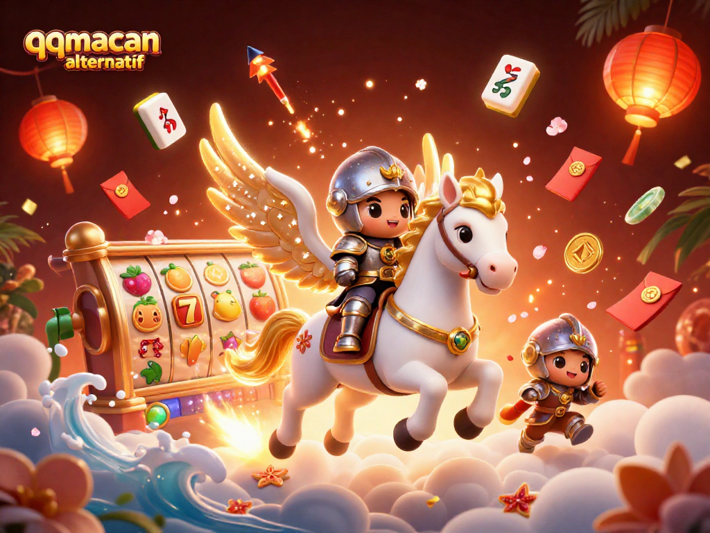 Experience thrilling gameplay with qqmacan alternatif featuring vibrant slot reels and a celestial adventure.
