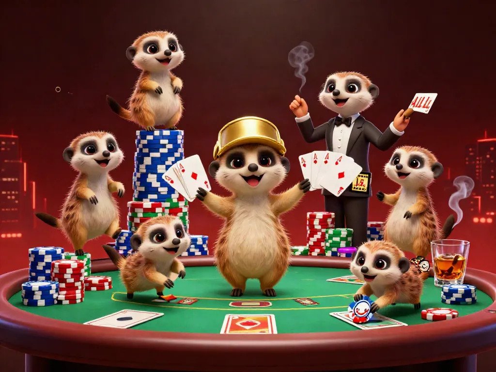 Engage in thrilling gameplay at bujang toto, featuring a vibrant casino scene with playful meerkats.