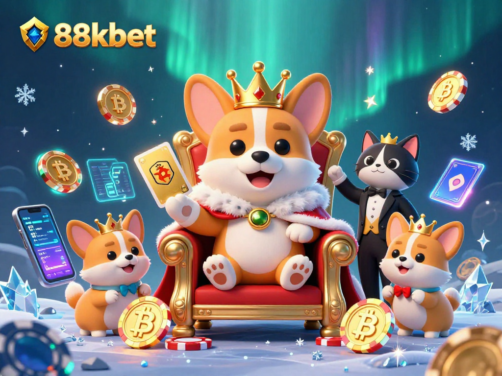 Win big with 88kbet, showcasing vibrant casino elements and 3D characters in an exciting gaming atmosphere.
