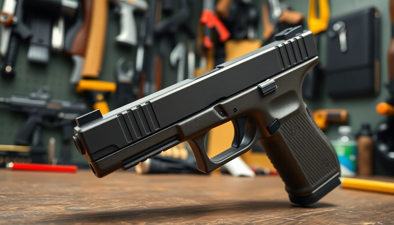 Showcasing a glock 19 gen 3 slide with detailed craftsmanship exhibited in a professional setting.
