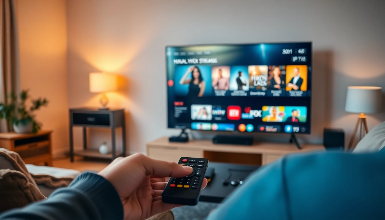 Engaged viewer enjoying iptv Canada streaming in a cozy environment.