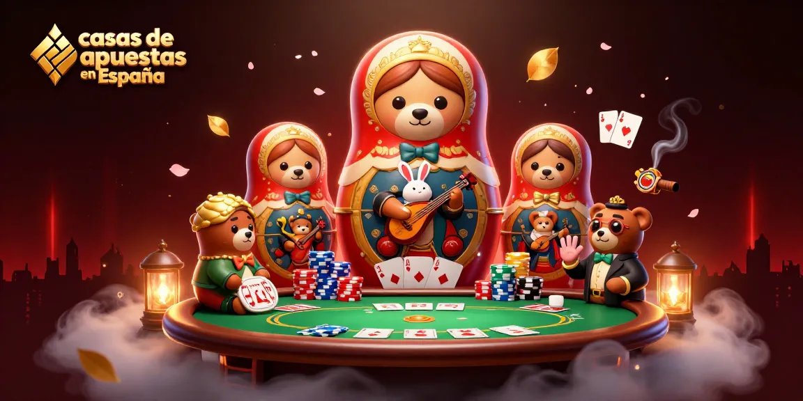 Apuesta emocionantemente en las casas de apuestas en España, rodeado de personajes coloridos y elementos de casino