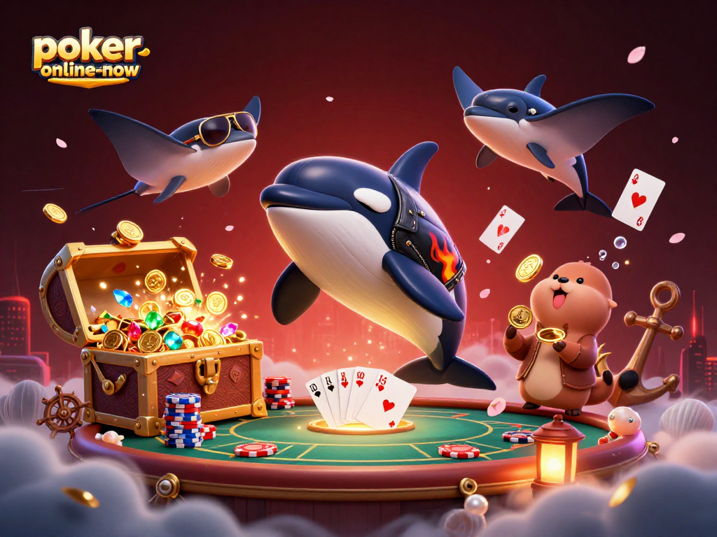 Engage with exciting gameplay at poker-online-now with a vibrant 3D casino illustration.