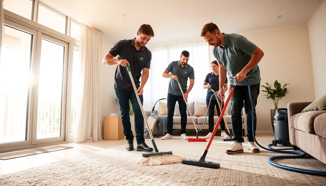 Team providing Bond cleaning Logan services in a bright living room environment.