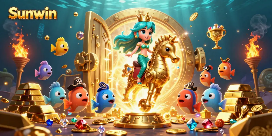Win big with Sunwin in an enchanting underwater casino adventure featuring a mermaid and treasures.