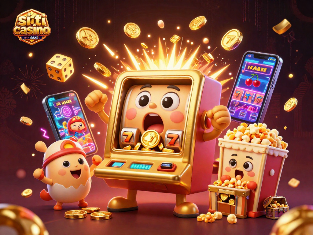 Gioca nei migliori siti casino non AAMS e osserva la slot machine colpire il jackpot, circondato da simboli e impulsi di festa.