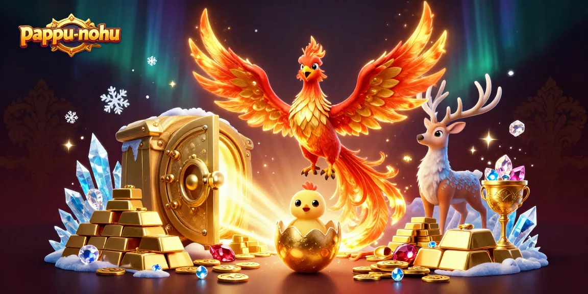 Pappu-nohu game features a vibrant phoenix scene with treasure elements, symbolizing excitement and winnings.