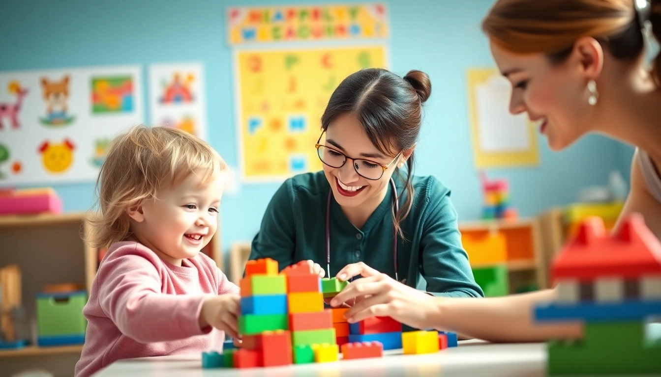 Child engaging in ABA therapy in Livonia with a professional therapist in a colorful therapy room.