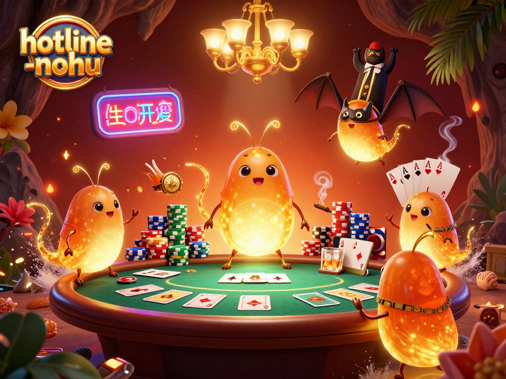 Join the excitement at hotline-nohu with vibrant glowworms lighting up a dynamic casino scene.