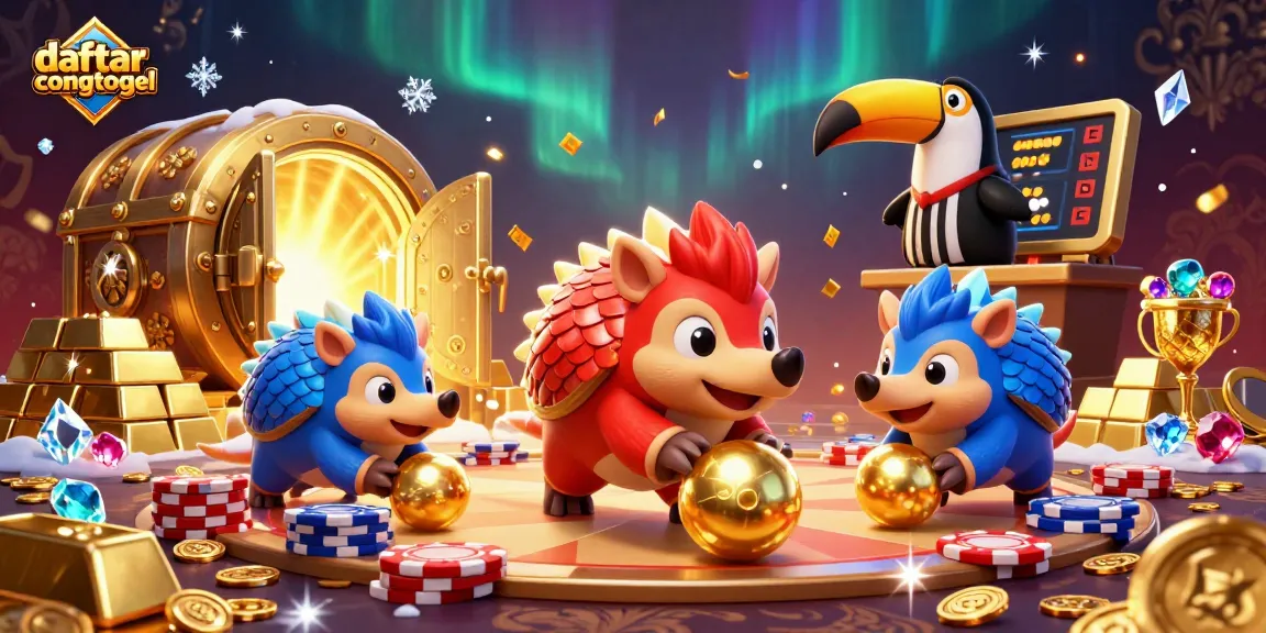 Engage in thrilling gameplay at daftarcongtogel with vibrant pangolin characters and glimmering casino elements.
