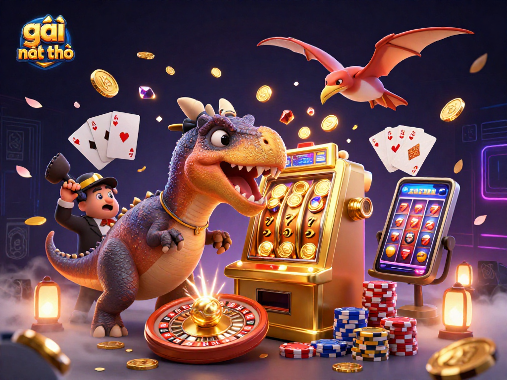 Experience the thrill of gái gọi cần thơ as colorful coins rain down in a vibrant casino scene.