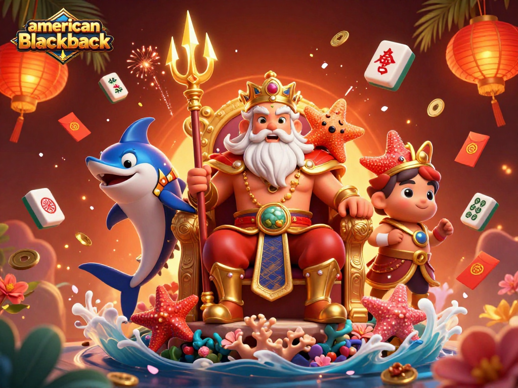 Experience the excitement of american-blackjack with colorful 3D characters and casino elements.