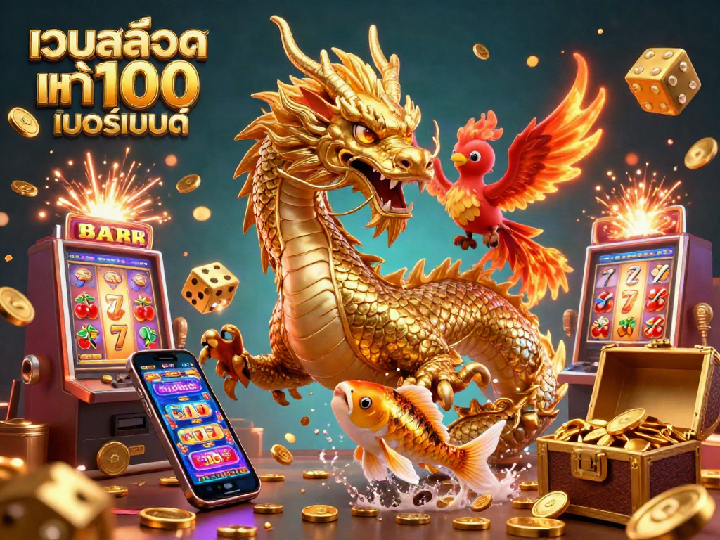 Experience thrilling wins with เว็บสล็อต แท้ 100 เปอร์เซ็นต์ in a vibrant casino scene bursting with excitement.