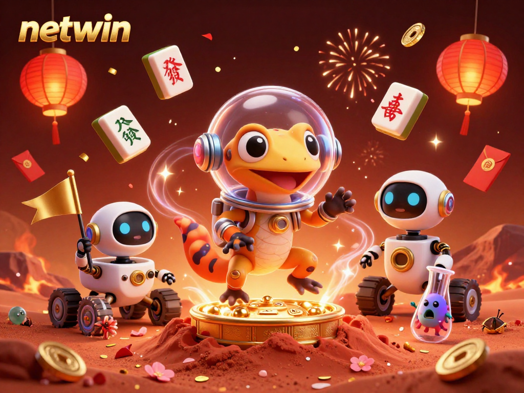 Experience the thrilling netwin atmosphere with a Martian gecko discovering a golden casino!