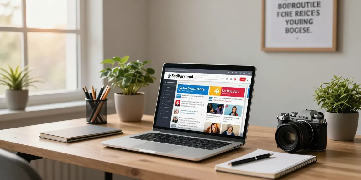Engaged user on BedPersonal browsing local classifieds in a cozy home office.