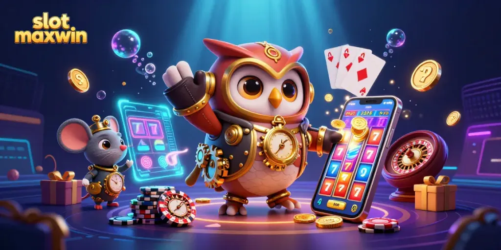 Spin the slot maxwin reels surrounded by an enchanting steampunk casino fantasy scene.
