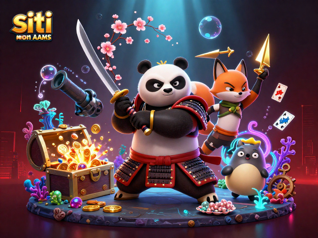 Siti casino non AAMS: vivi l'emozione di un samurai panda e un ninja fox circondati da tesori d'oro.