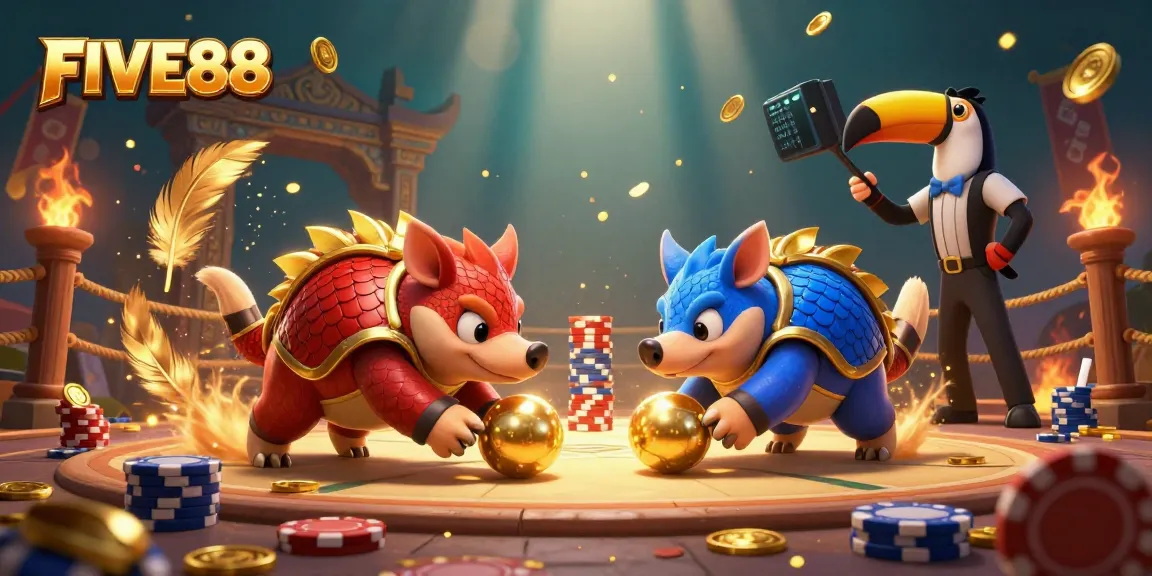 Join rival pangolins in the exciting FIVE88 casino arena, where poker chips and gold collide.