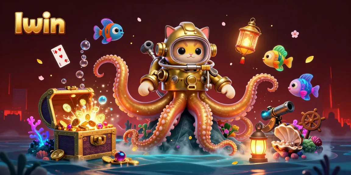 Iwin players enjoying immersive gambling adventures surrounded by treasure and vibrant 3D creatures