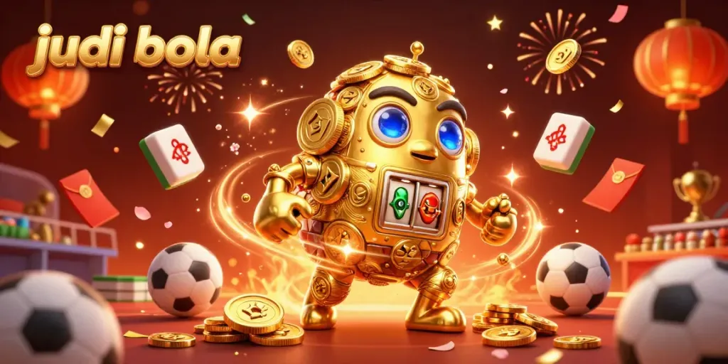 Pengguna judi bola menikmati pengalaman taruhan dalam ilustrasi 3D penuh warna dan detail.