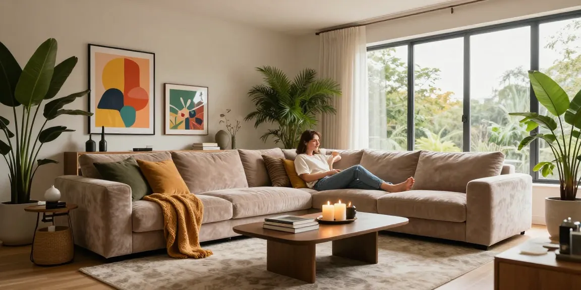 Lustra living elegantă iluminează o cameră modernă, cu un design sofisticat și confortabil.
