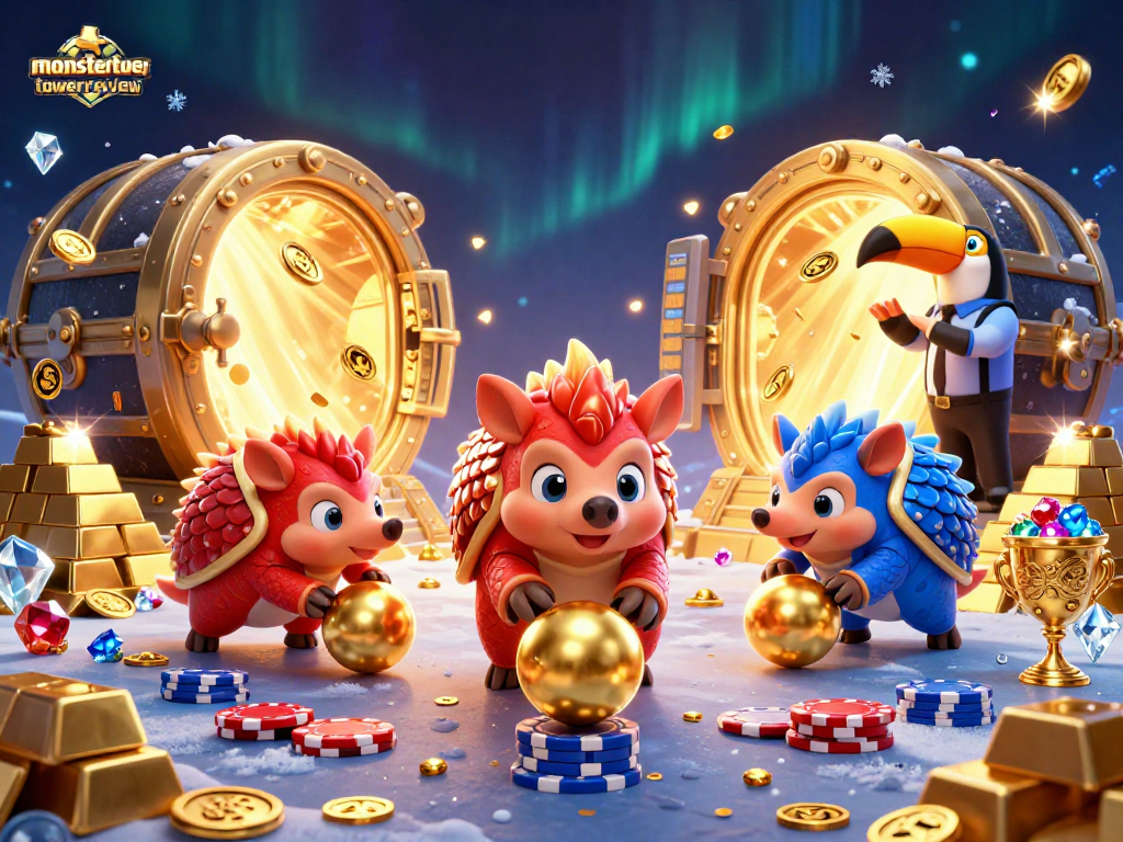 Engage in thrilling gameplay with the pangolins from monstertowerreview as they roll through poker chips.