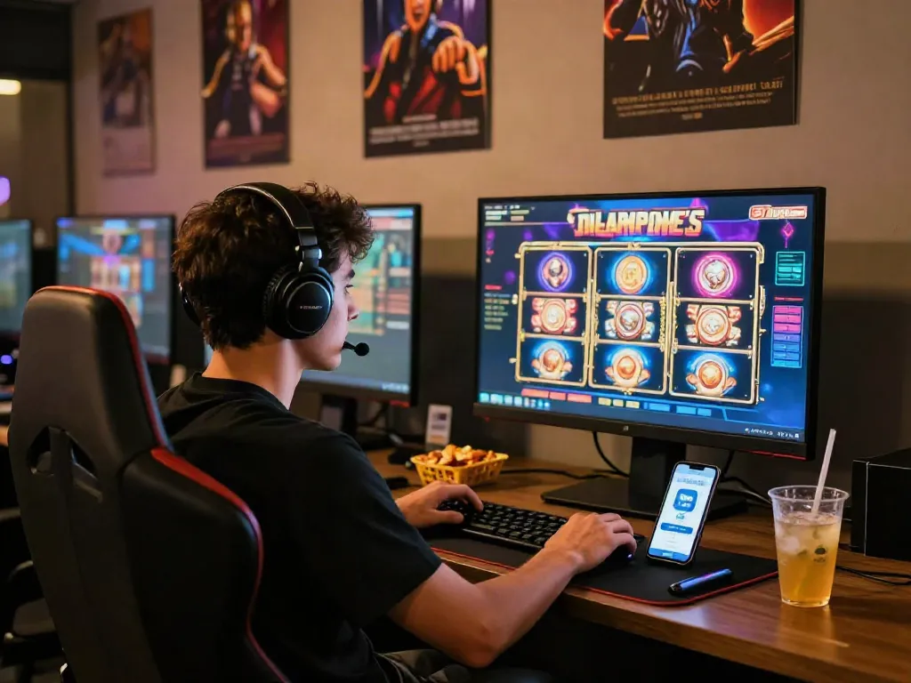 Engaging online gambling scene focusing on slot gacor hari ini with a player using DANA e-wallet.