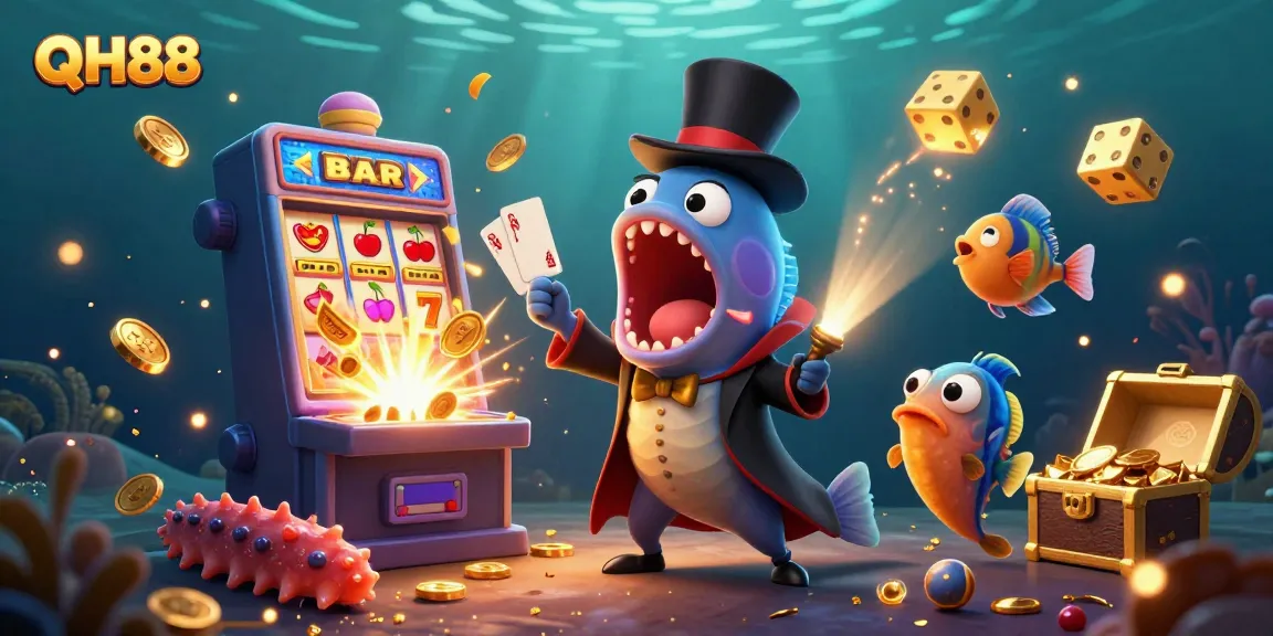 Experience QH88 with vibrant underwater casino action featuring unique sea creatures and slot machine excitement.