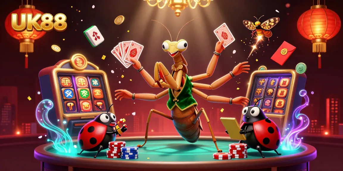Join the fun at UK88 with an exciting casino scene showcasing characters and rich game elements.