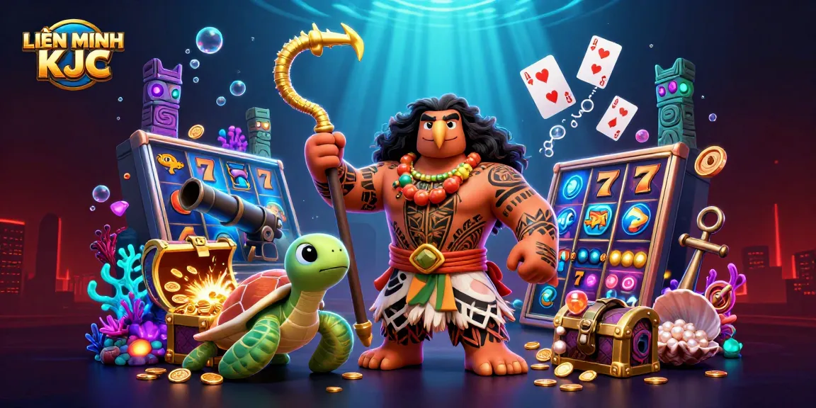 Engage with LIÊN MINH KJC in a vibrant casino-themed underwater adventure.