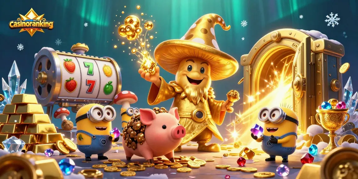 Spin to win with casinoranking in a magical treasure-filled casino scene.