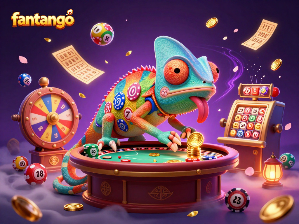 Experience the thrill of gambling in fantango with a vibrant chameleon casino owner and lottery excitement.