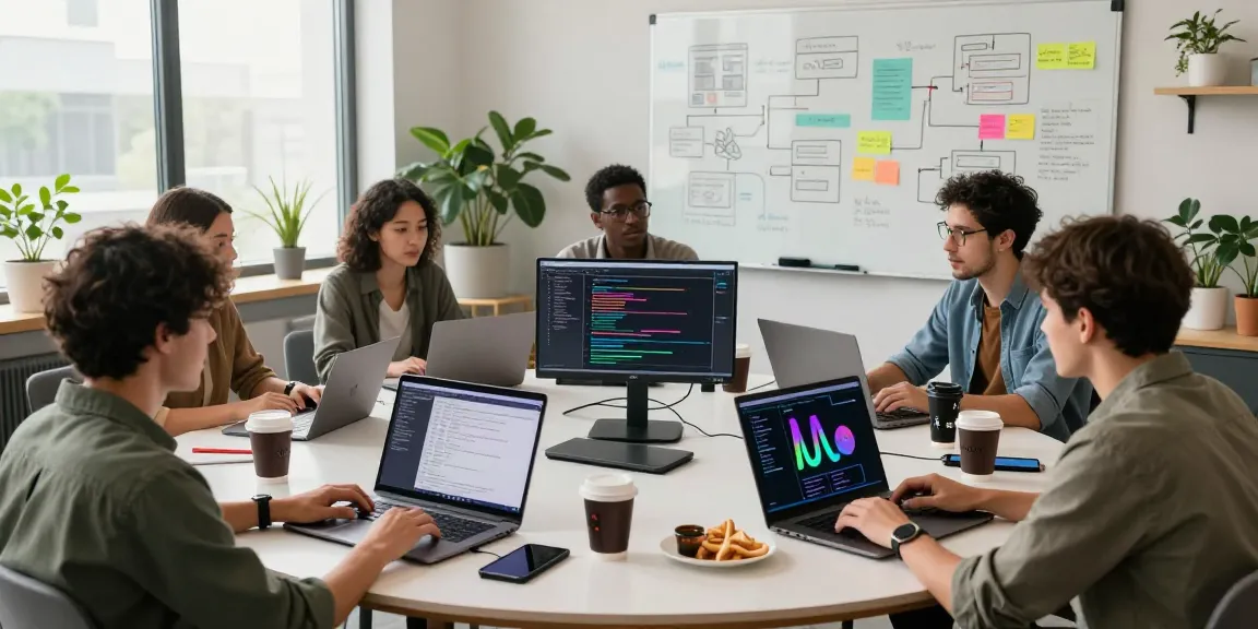 Innovative software development at https://www.www456bd.com/ showcasing a diverse team collaborating in a modern coworking space.
