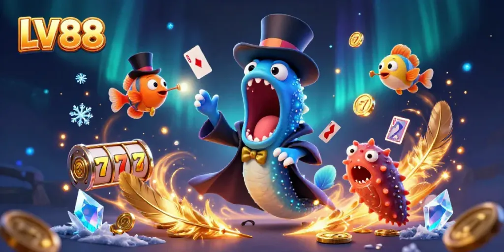 Experience thrilling card tricks with LV88's magical underwater casino scene featuring fantasy creatures.