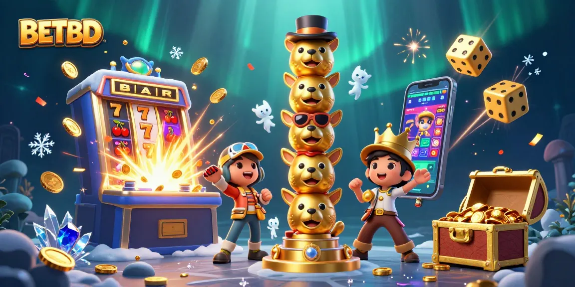 Spin the reels and win big with BETBD's thrilling casino adventures, featuring vibrant illustrations.