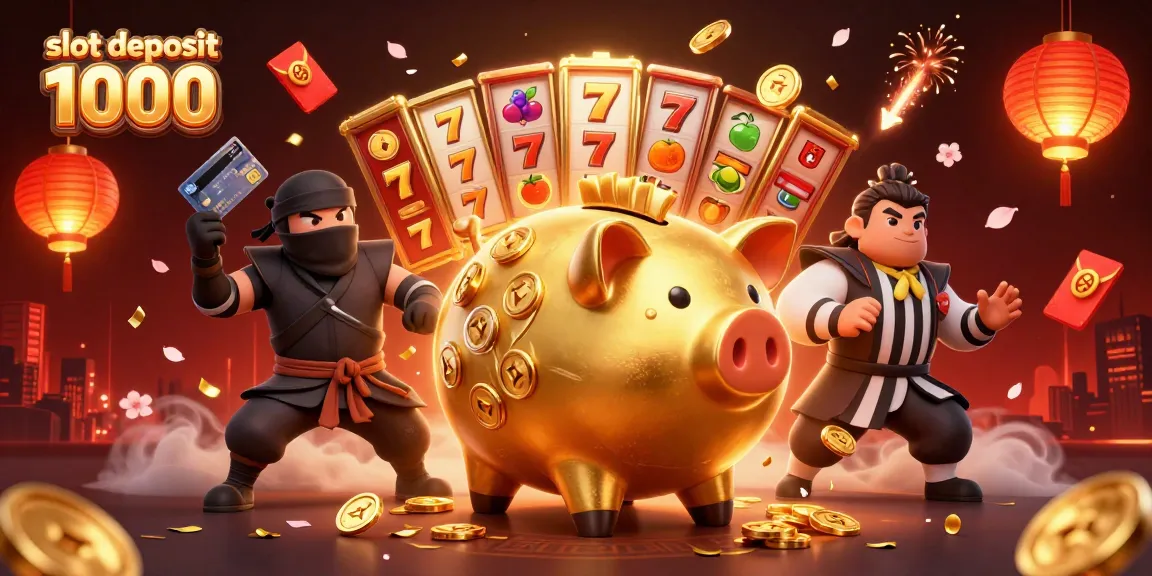 Experience thrilling wins with slot deposit 1000 in this dynamic casino illustration featuring exciting game elements.