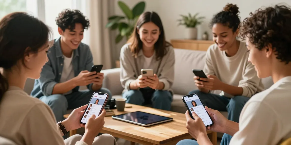 Engaging dating app scene showcasing singles using smartphones for dating.
