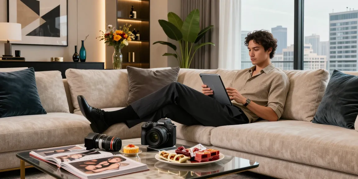 Gaya hidup mewah LUXURY111 di apartemen urban, perangkat modern dan dekorasi elegan terlihat.