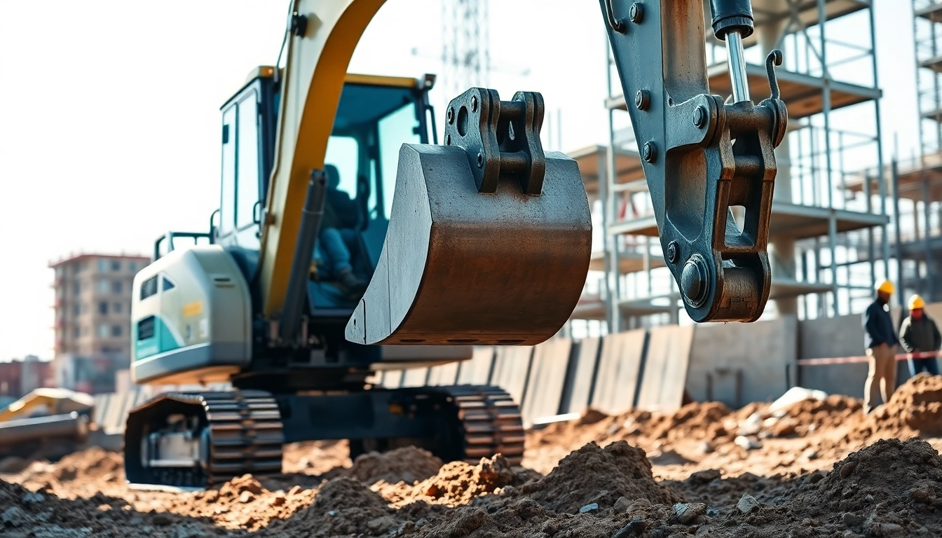 Excavator in action at a construction site, showcasing robust capabilities and industrial strength.