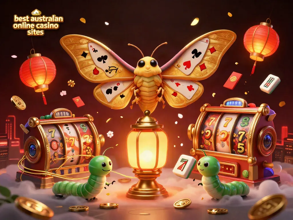 Immerse in the world of best australian online casino sites with vibrant gaming scenes and golden elements.