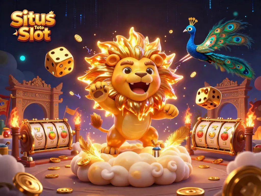 Menangkan permainan di Situs Toto Slot dengan simbol slot dan dadu emas yang menarik.