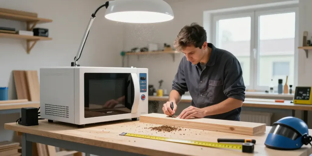 SHASHEL® microwave equipment in action for efficient wood pest elimination.